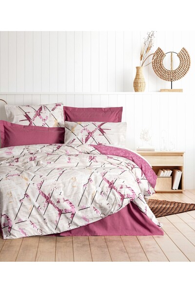 ŞENER HOME طقم غطاء لحاف فردي من كوتون بوكس موديل ريناتا موردوم