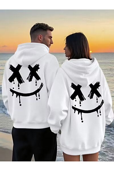 NEVERMIND Dear Couple Combinație Smile cu imprimeu Culori cu glugă Swea tricou Set de 2 Seturi 3 fire Bumbac
