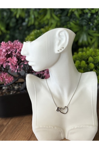 B & S Heart B Letter Steel Necklace