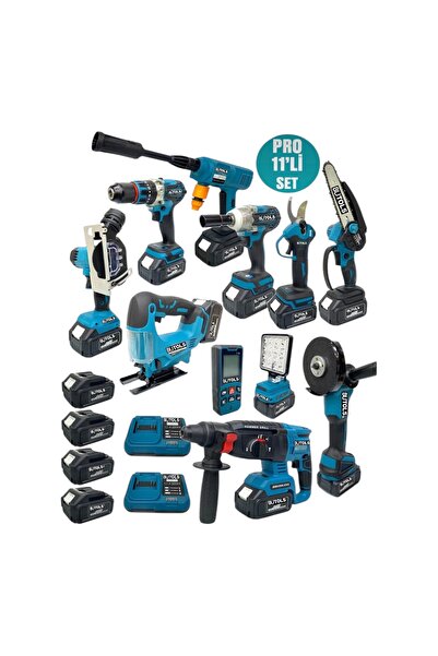 Genel Markalar 11’Li Şarjlı Matkap Vidalama Seti Kömürsüz Motor Lazer Metreli...