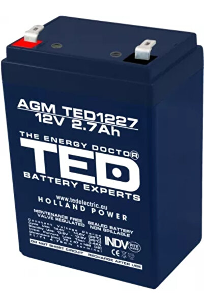OEM Μπαταρία μολύβδου-οξέος AGM 12V 2.7Ah F1 (4.8mm) TED1227F1