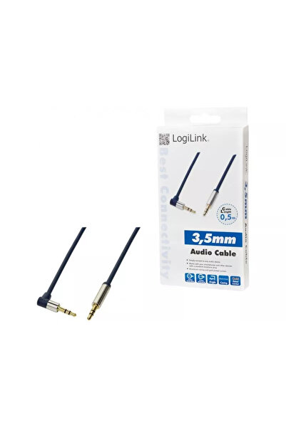 LogiLink Stereo audio cable 90 degrees Jack 3.5 mm 0.5m male-male gold-plated dark blue aluminum housing LOGILI