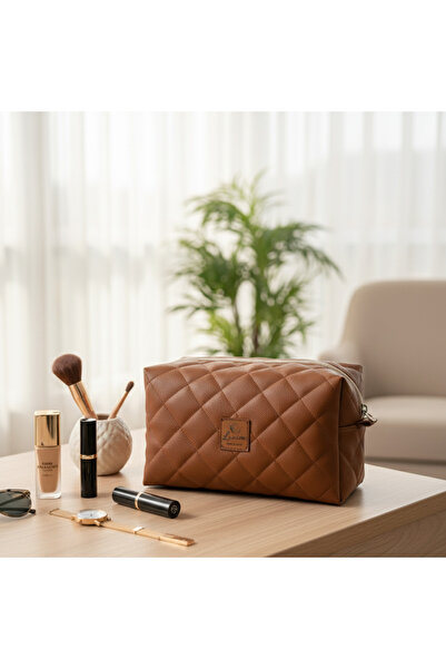 LUNİVAA HOME حقيبة مكياج مبطنة كبيرة الحجم ومزودة بسحاب