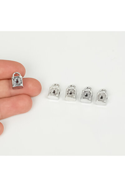 yfhobi 1 Adet - 13 mm Kilit Desen Metal Uç, Takı İçin Charm Uç, Rodyum Kaplam...