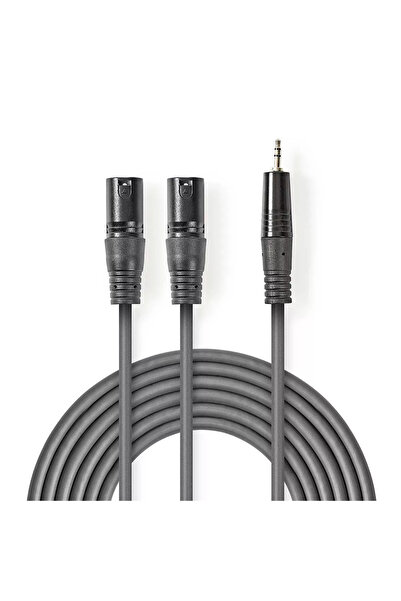 OEM Stereo audio cable 2x XLR 3-Pin male - 3.5 mm Jack male 1.5m gray Nedis