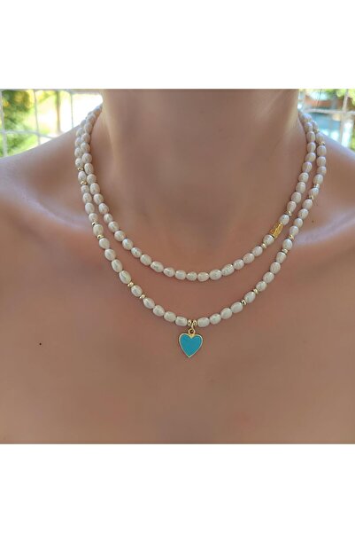 elinasaccessories El yapımı gerçek inci kolye bileklik kalp kolye dogaltas tasarım kolye bileklik