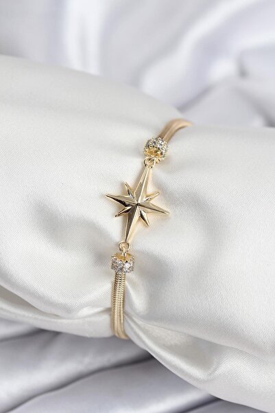 Inure Jewelry سوار نسائي من سلسلة VIP النحاسية باللون الذهبي طراز نجمة القطب