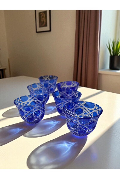 AYZ HOME 6-Piece Colorful Cut Crystal Glass Coffee Side Tray / Mirra Set