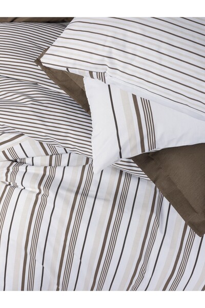 ŞENER HOME Cottonbox Nobil Ranforce Double Duvet Cover Set Swell Brown