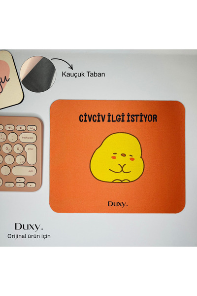 Duxy Esprili Desenli Mouse Pad, 23x19 cm, Kaymaz Taban, Ev, Ofis ve Oyun için...