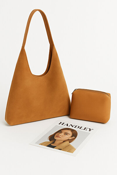 Handley Geantă de umăr de lux din piele intoarsa cu pui - Design elegant cu o...