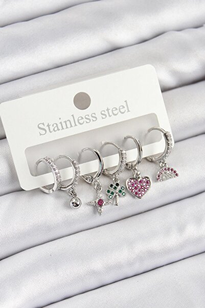 Inure Jewelry أقراط نحاسية من حجر الزركون والبطيخ البرسيم على شكل قلب بوصلة م...