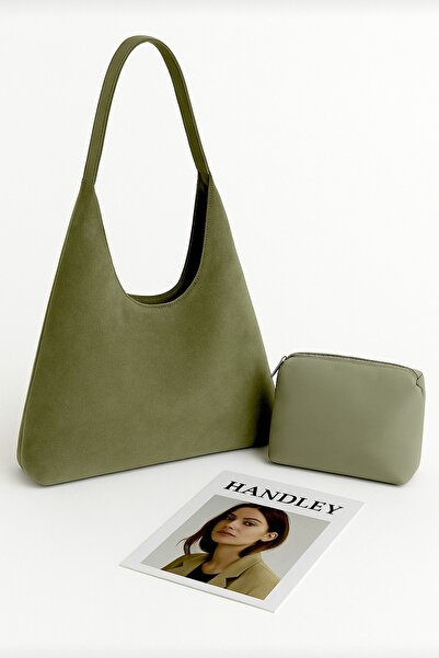 Handley Geantă de umăr de lux din piele intoarsa cu pui - Design elegant cu o...