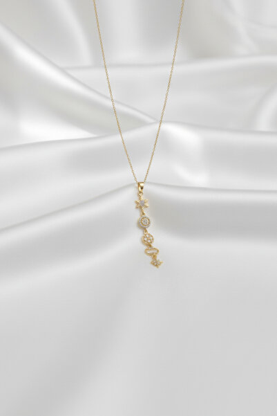 özgül takı ve tasarım Stainless Steel Gold Color Snow Star Pattern Y Model Women's Necklace