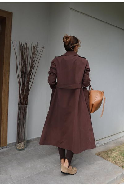 Marjinal Kadın İçi Ekose Desenli Trençkot