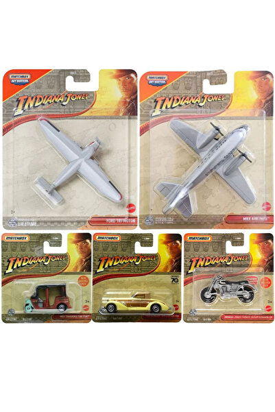 HOT WHEELS Matchbox 5 Araç İndiana Jones Set 1936 Auburn Speedster MBX Airliner Ducati Scrambler Ford Tri-Motor