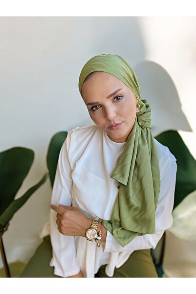 Loren İPEKSİ JAKAR ŞAL SU YOLU DESEN YAĞ YEŞİLİ