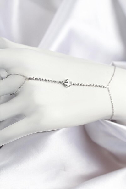 Inure Jewelry موديل برسيم من حجر الزركون النحاسي باللون الفضي شاهمران