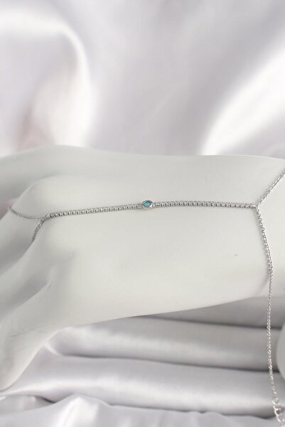 Inure Jewelry النحاس الفضي اللون الممر المائي الزركون حجر الأزرق حجر مفصلة ال...