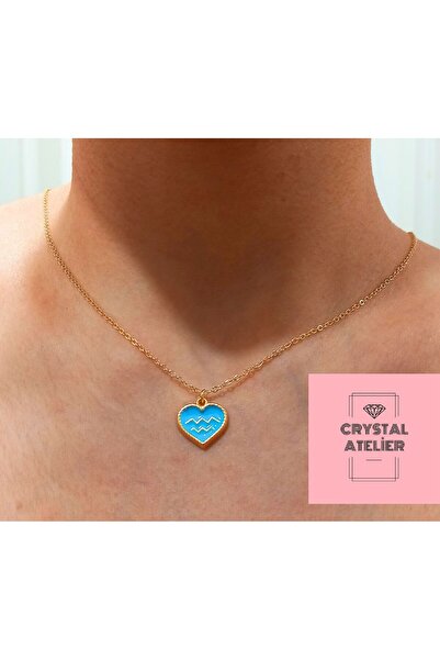 Crystal Atelier Kova Burcu Kadın Kolye - Altın Kaplama Kova Burcu Sembol Koly...