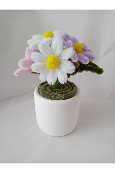 İ&G Çiçek ve Hobi evi Potted Decorative Chenille Daisy Flower