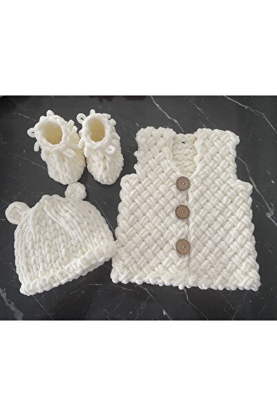 CNSASF Yeni Doğan Set/Hediyelik/Bebek Yelek-Patik-Şapka 3’lü Set