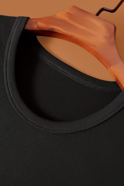 De Bijoura Men's Winter Black Thermal Underwear Set Thermal Leggings and Top Long Sleeve Thermal Underwear