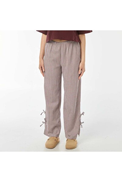 KIABI Crepe wide-leg trousers with ties RED