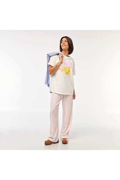 KIABI Waffle-knit gingham trousers PINK