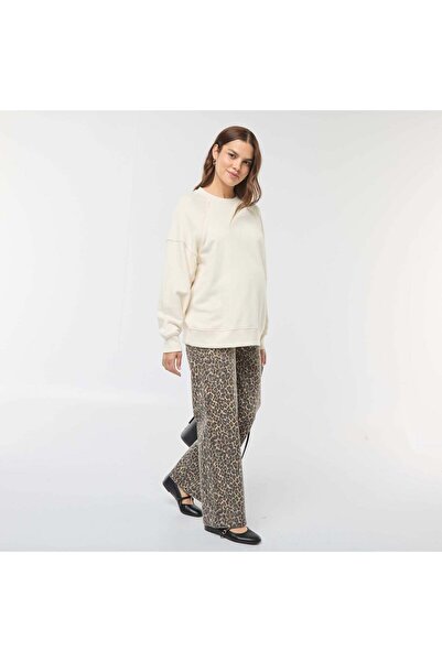 KIABI Leopard print wide-leg maternity trousers BROWN