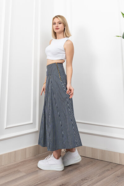 MissVina Fusta lungă cu dungi și pliuri sub corset 6797