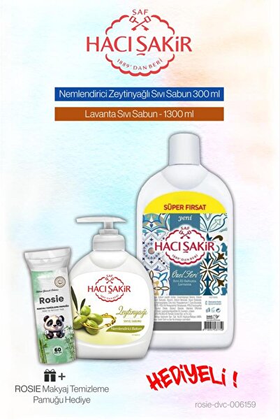 Hacı Şakir Liquid Soap with Olive Oil 300 ml and Lavender 1300 Ml, Rosie Pamuk