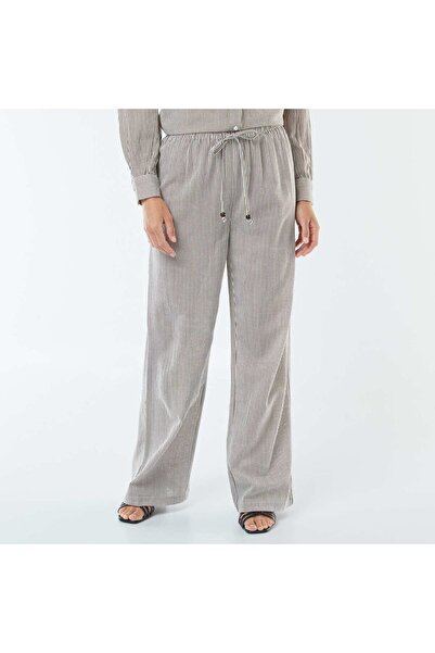 KIABI Linen-blend wide-leg trousers BEIGE