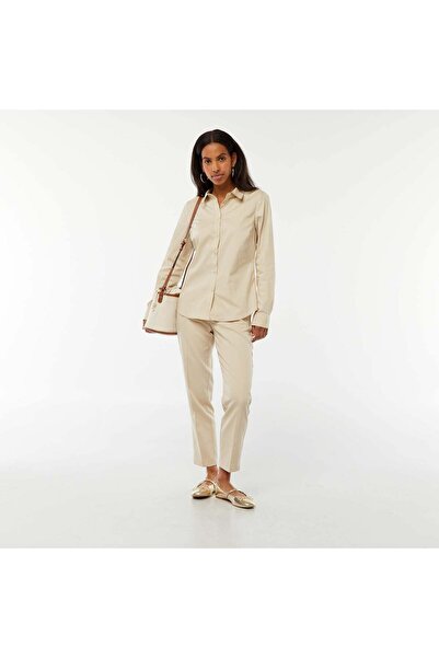 KIABI Plain cigarette trousers with 2 pockets BEIGE