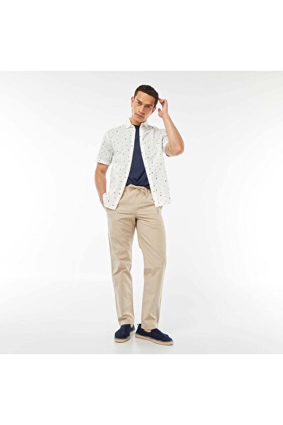 KIABI Straight-cut crisp poplin trousers BEIGE