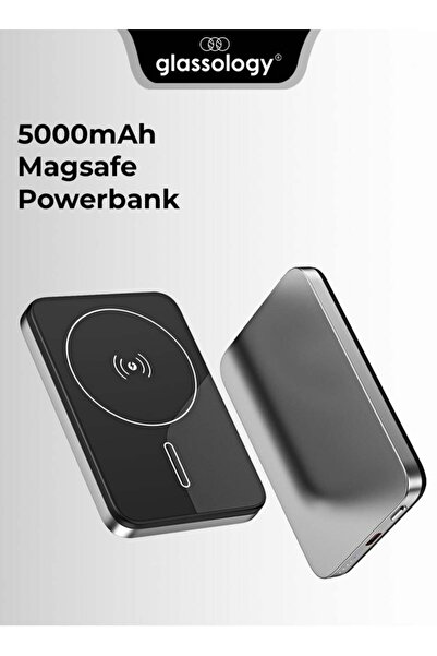 Glassology باور بانك ماج سيف ميني ٥٠٠٠ مللي أمبير/ساعة - شاحن محمول فضي أنيق