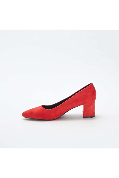 KIABI Suedette court shoes with square heels RED