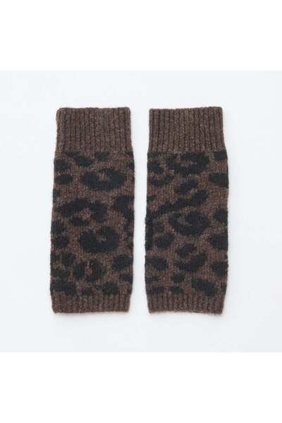 KIABI Solid Color Fingerless Cuff Gloves BROWN