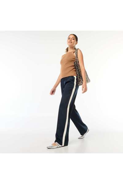 KIABI Pleated Pants with Side Stripes BLUE