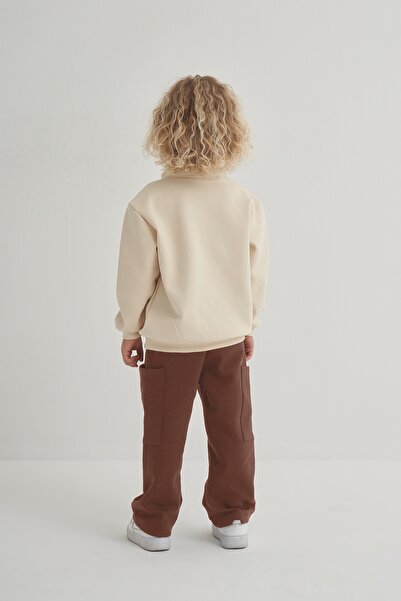 EBU Prive Unisex Çocuk İnterlok Pantolon Kahve