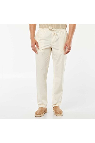 KIABI Straight-cut crisp poplin trousers WHITE
