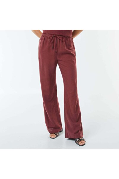 KIABI Linen-blend wide-leg trousers RED