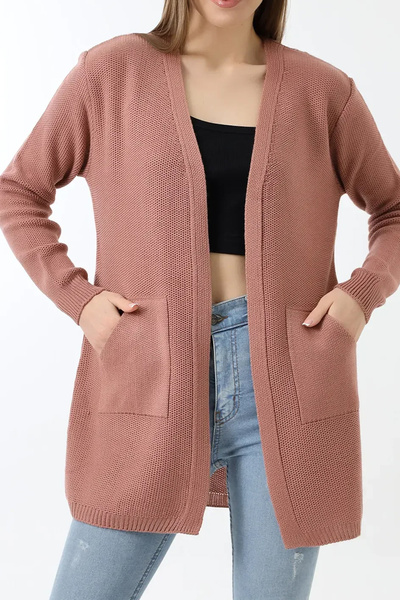 MILANOFOX Women's Honeycomb Knit Kangaroo Pocket Knitwear Cardigan