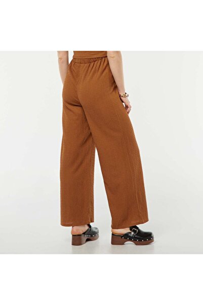 KIABI Straight crepe knit fabric maternity trousers BROWN