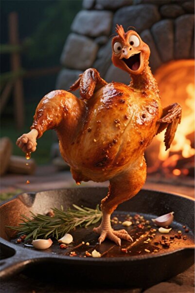 özkacar KIZARMIŞ AMA MUTLU TAVUK V1 Ev Duvar Salon Güzellik Salonu Ofis Dükkan Dekarasyon Kanvas Tablo