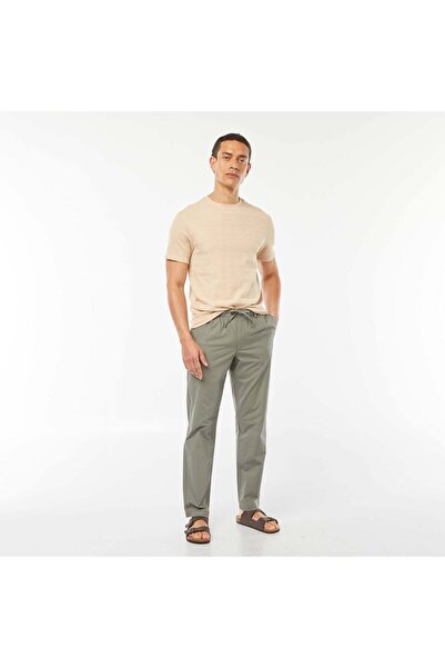 KIABI Straight-cut crisp poplin trousers GREEN