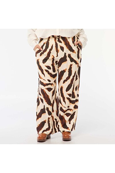 KIABI Flowing wide-leg trousers with all-over pattern BEIGE
