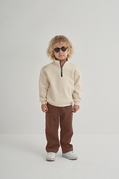 EBU Prive Unisex Çocuk İnterlok Pantolon Kahve