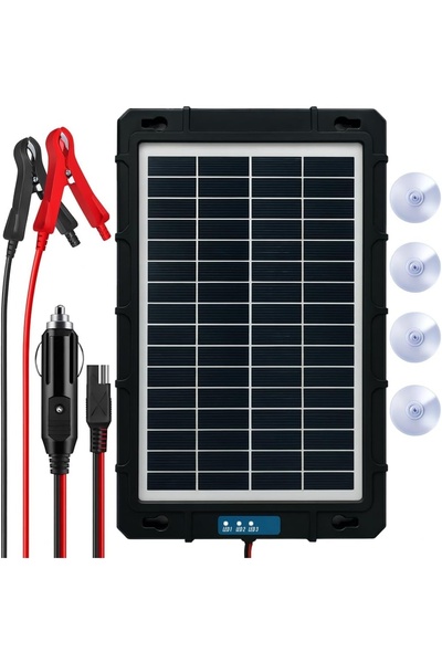 TECHSTAR Încărcător solar auto impermeabil de 7,5 W, pentru baterii de 12 V, ...