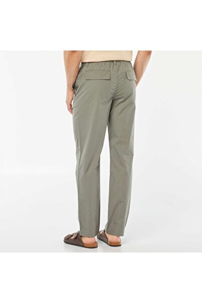 KIABI Straight-cut crisp poplin trousers GREEN